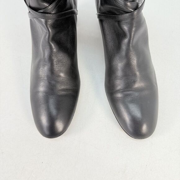 BALLY Size EU 37.5 / US 7 FALTA Black Leather High Ankle Boots Block Heal - Picture 3 of 10